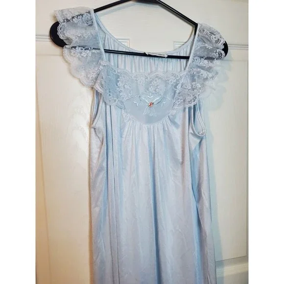 Featherbed Medium Nightgown Dress Lace Pullover Comfy Lightweight - Picture 2 of 9